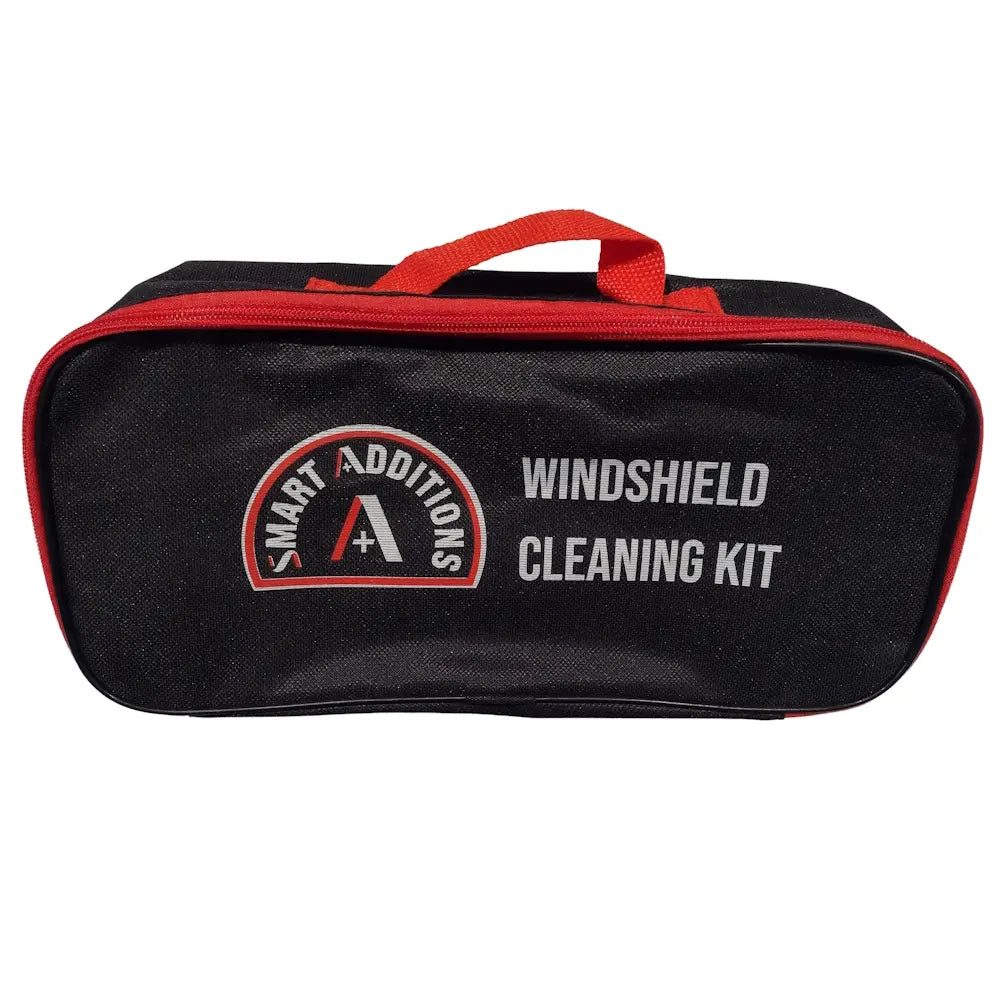 Windshield cleaning kit in storage bag