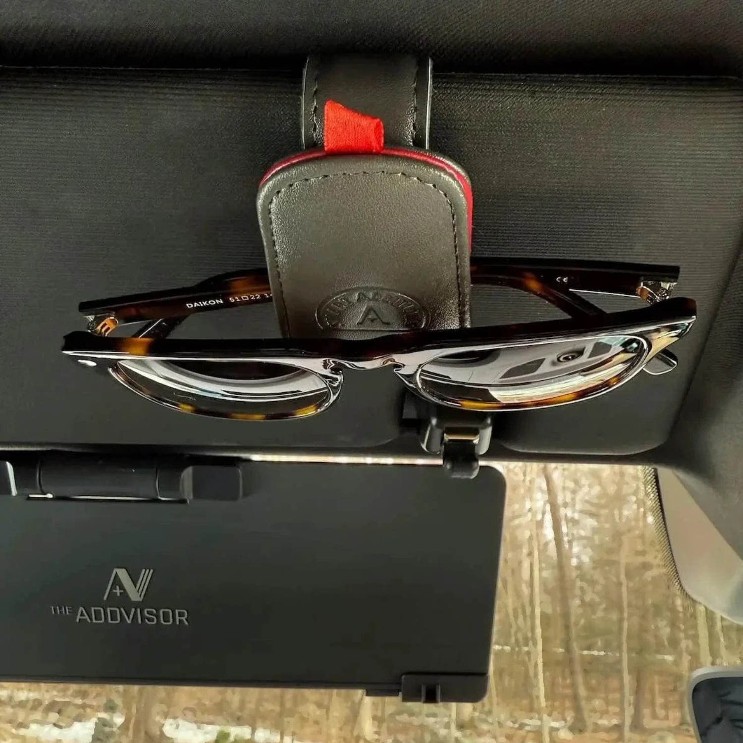 VISIGRIP Sunglasses Holder for Car Visor - Magnetic Leather Clip