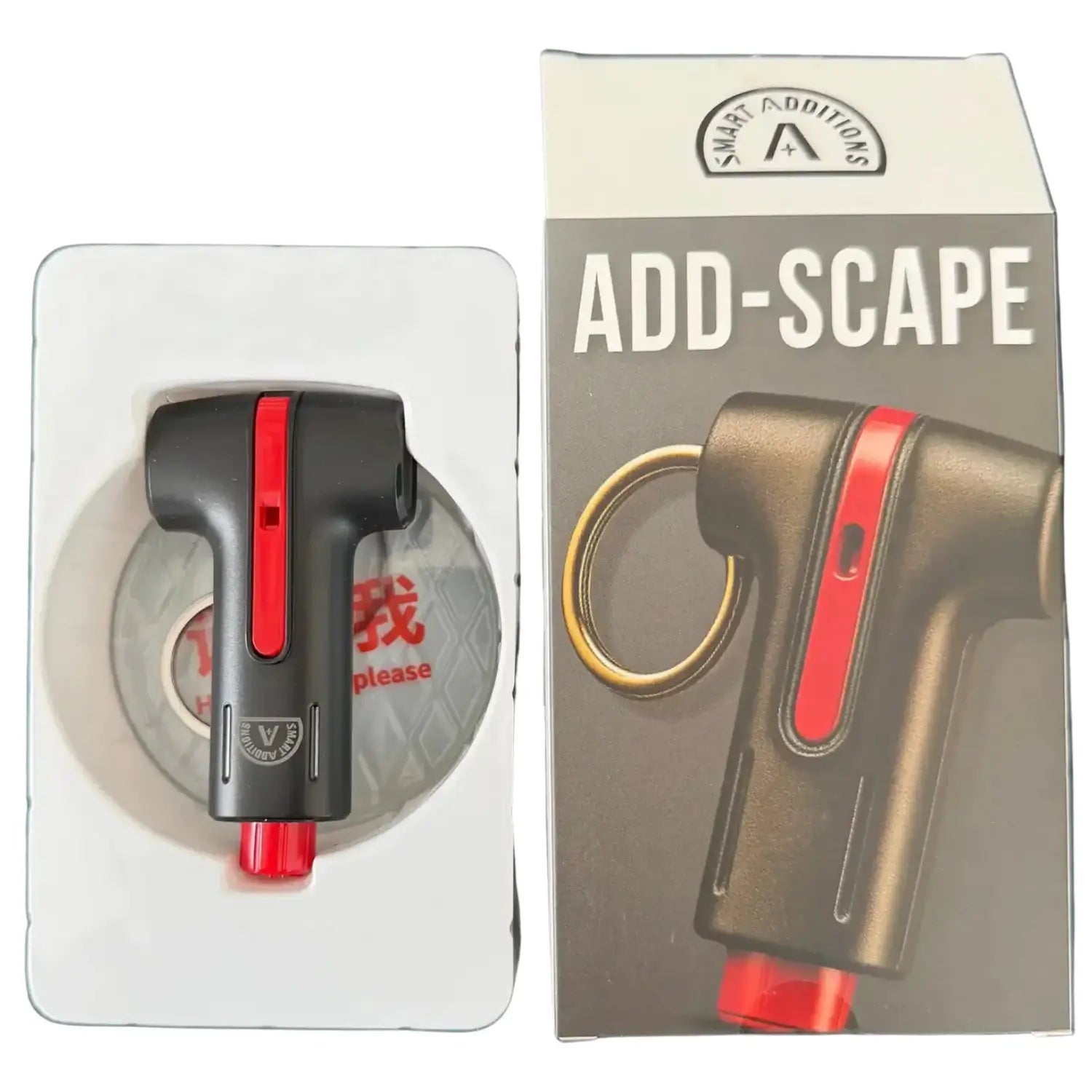 ADDSCAPE emergency escape tool displayed alongside its packaging