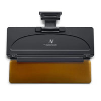 ADDVISOR Plus installed on car visor reducing windshield glare for safer driving with 2 direction sun protection in dark color variation