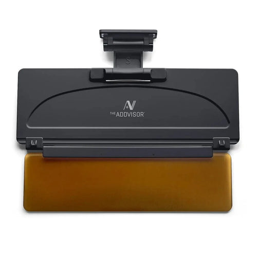 ADDVISOR Plus installed on car visor reducing windshield glare for safer driving with 2 direction sun protection in dark color variation
