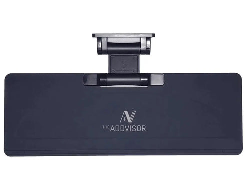 ADDVISOR installed on car sun visor in dark color variation reducing glare from front windshield and side