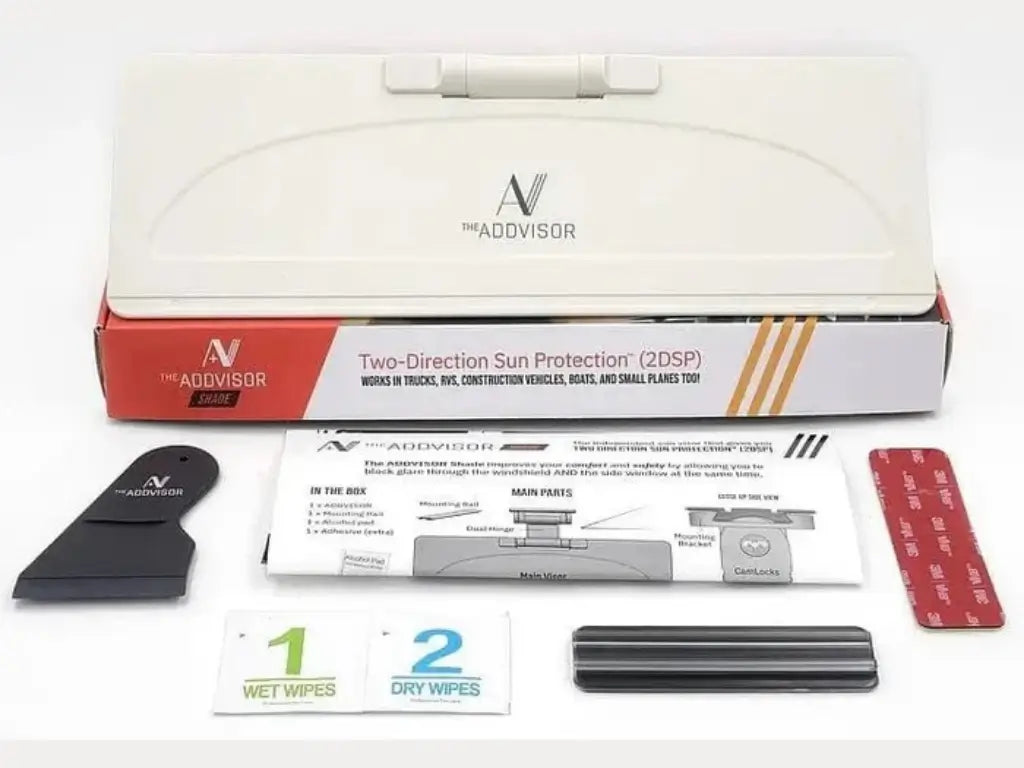Complete ADDVISOR kit with visor attachment and mounting accessories