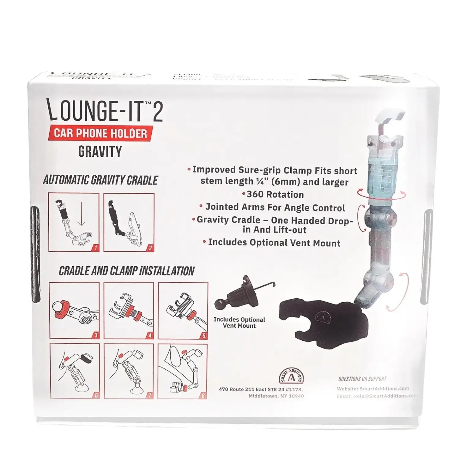 Installation instructions for LOUNGE-IT 2 Gravity car phone holder